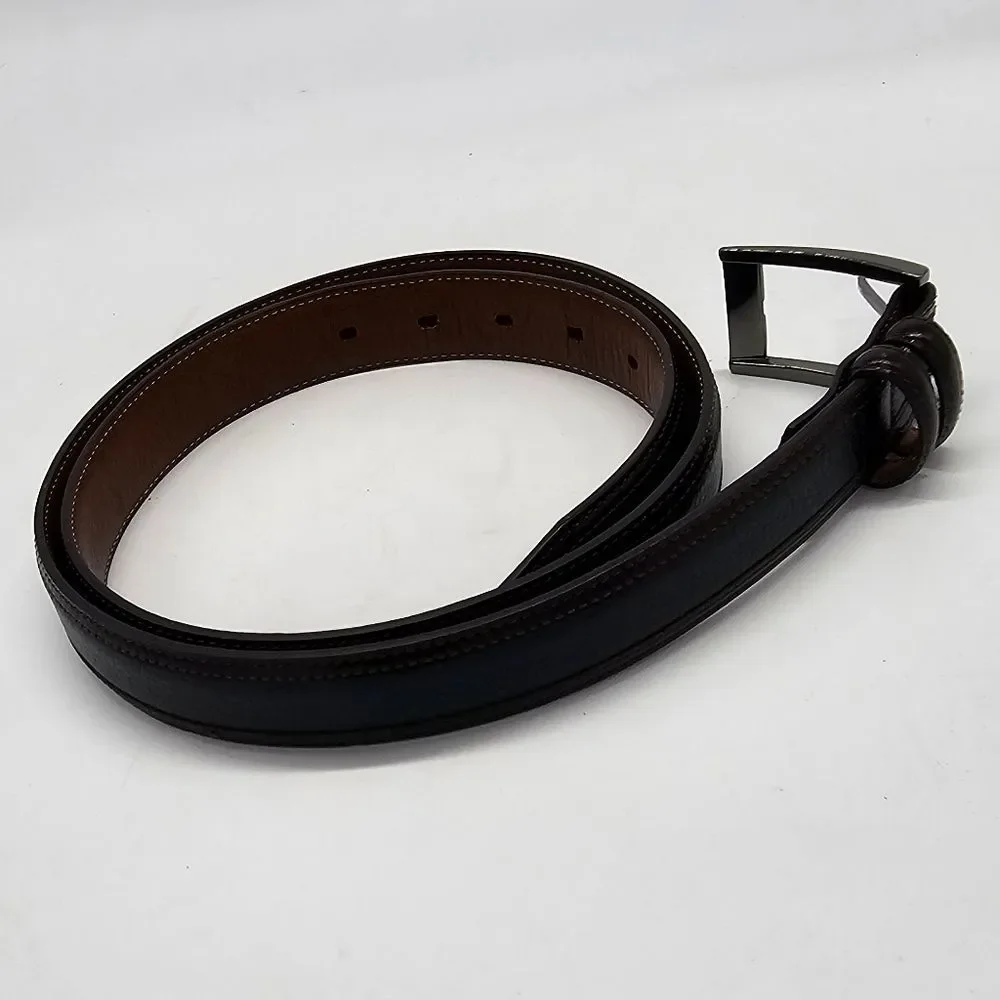 Johnston & Murphy Two Tone Black Brown Silver Tone Buckle Leather BELT Size 40